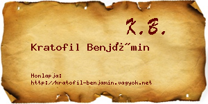 Kratofil Benjámin névjegykártya